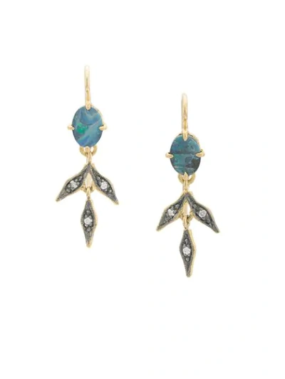 Shop Cathy Waterman 22kt Gold And Blackened Opal Lyrical Wheat Earrings - Metallic