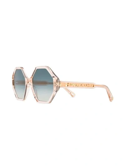 CHLOÉ EYEWEAR OCTAGON SUNGLASSES - 大地色