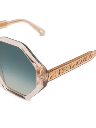 CHLOÉ EYEWEAR OCTAGON SUNGLASSES - 大地色