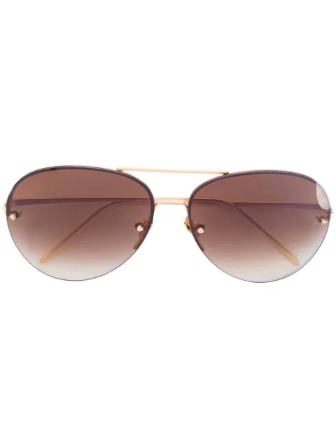 Linda Farrow Round Sunglasses | ModeSens