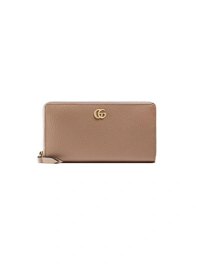 Shop Gucci Gg Marmont Leather Zip Around Wallet In Pink