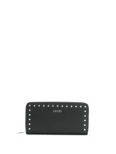 Shop Liu •jo Logo Plaque Wallet In Black