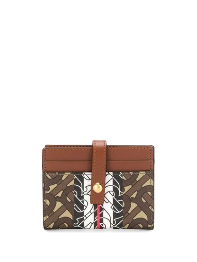 Shop Burberry Monogram Stripe E-canvas Cardholder In A7432 Brown