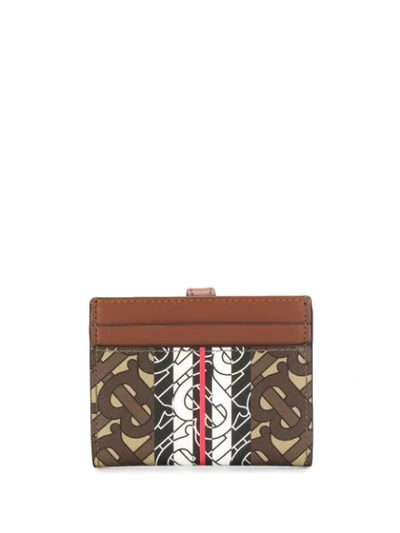 Shop Burberry Monogram Stripe E-canvas Cardholder In A7432 Brown
