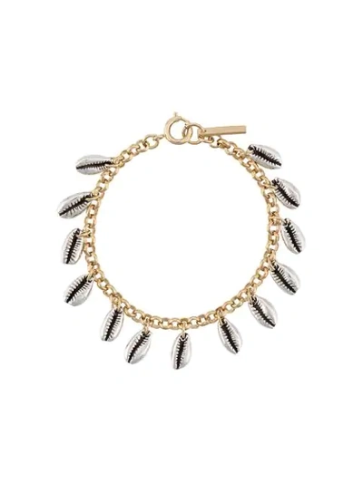Shop Isabel Marant Shell Embellished Bracelet In Gold