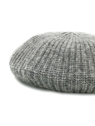Shop Roberto Collina Knitted Beret Hat In Grey