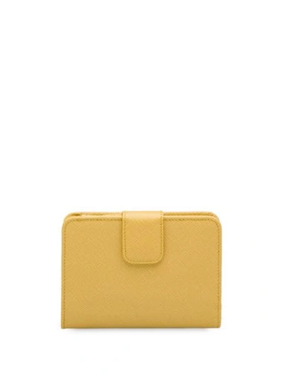 Shop Prada Saffiano Wallet In Yellow
