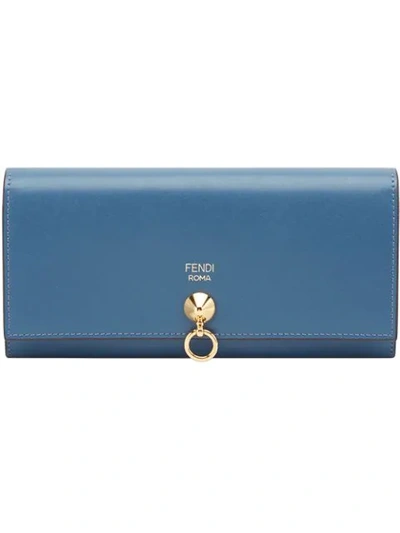 Shop Fendi Continental Chain Wallet - Blue