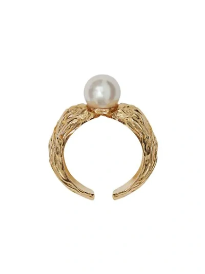 Shop Burberry Gold-plated And Resin Ring