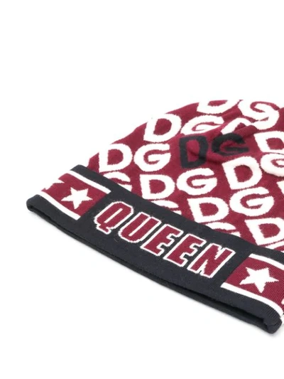 Shop Dolce & Gabbana Intarsia Knit Logo Beanie In Red