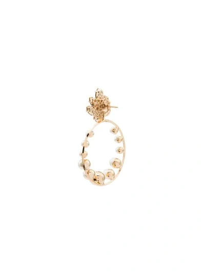 Shop Anton Heunis Crystal-cluster Pearl Hoop Earrings In Gold