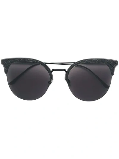 Shop Bottega Veneta Intrecciato Cat Eye Sunglasses In Black