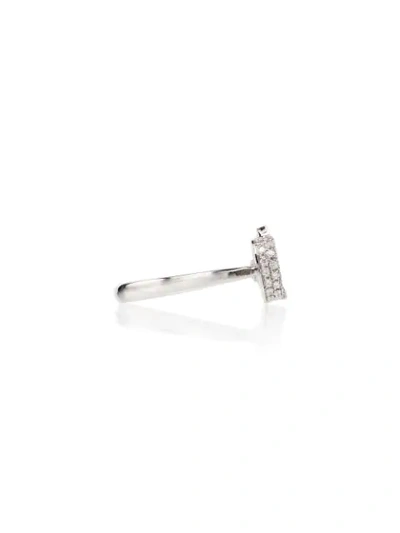 Shop Gucci 18kt White Gold Double G Open Ring In Metallic