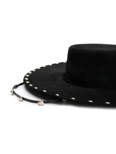 Shop Alberta Ferretti Studded Wide-brim Hat In Black