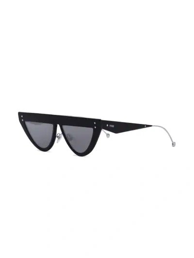 Shop Fendi Defender Flat Brow Sunglasses In Black
