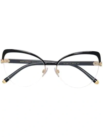 Shop Dolce & Gabbana Cat Eye Shaped Glasses In Black