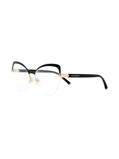 Shop Dolce & Gabbana Cat Eye Shaped Glasses In Black