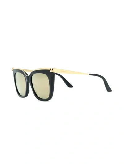 Shop Cartier Panther Head Oversized Sunglasses In Black