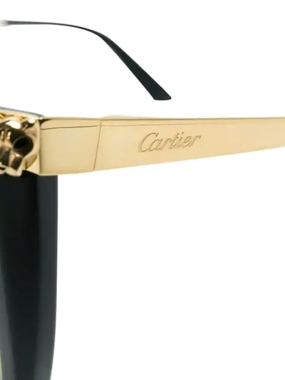 Shop Cartier Panther Head Oversized Sunglasses In Black