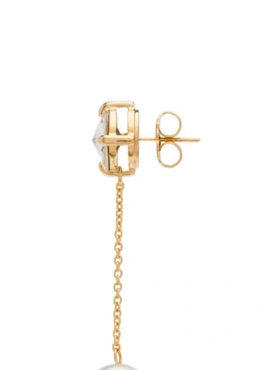 Shop Miu Miu Solitaire Jewels Earrings In F0zjk Gold + White + Crystal