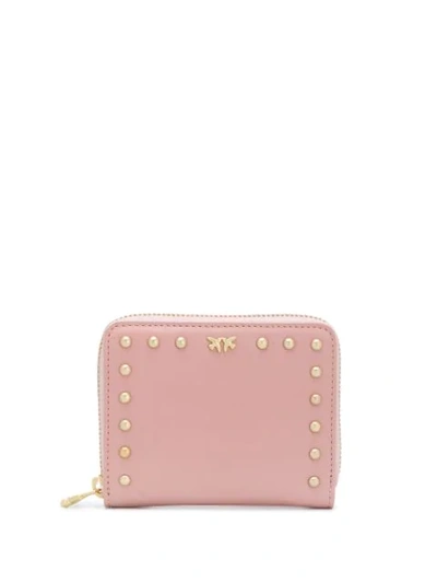 Shop Pinko Studded Card Wallet In Q19 Light Pink