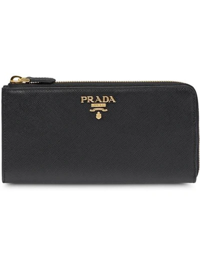 Shop Prada Large Logo Wallet In Black