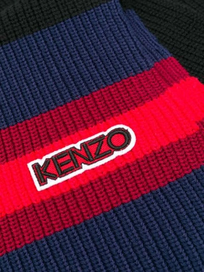 Shop Kenzo Logo Patch Knitted Scarf In Black