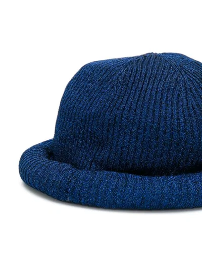 Shop Missoni Ribbed Knit Hat In Blue