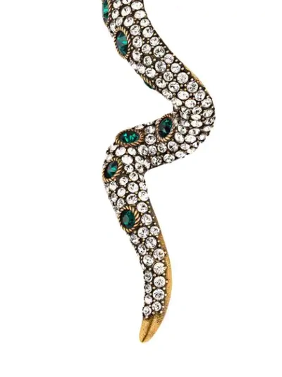 Shop Gucci Snake Earrings With Crystals In Gold