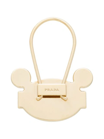 Shop Prada Enamel Robot Keychain In Gold