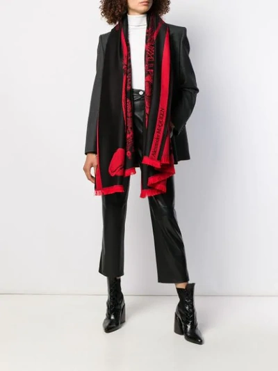 Shop Alexander Mcqueen King & Queen Scarf In 1074 Black+red