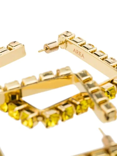 Shop Area Crystal-embellished Square Hoop Earrings In Yellow