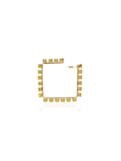 Shop Area Crystal-embellished Square Hoop Earrings In Yellow