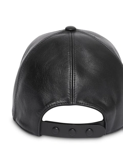 Shop Burberry Monogram Motif Leather Baseball Cap In Black