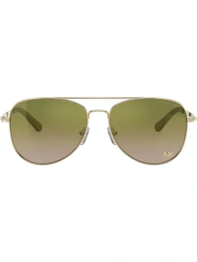 Shop Michael Kors San Diego Aviator Sunglasses In Green