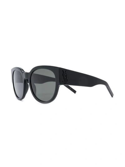 Shop Saint Laurent Round Oversized Sunglasses In Black