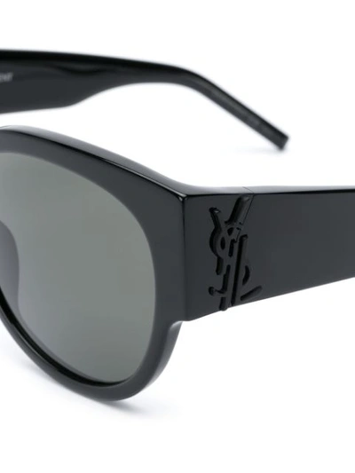 Shop Saint Laurent Round Oversized Sunglasses In Black