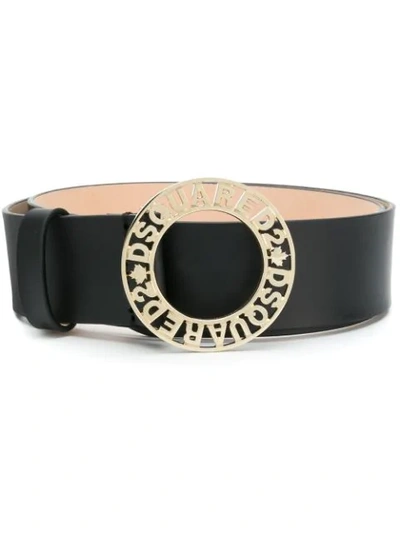 Shop Dsquared2 Perforated Logo Buckle Belt In Black