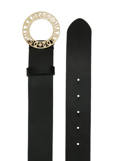 Shop Dsquared2 Perforated Logo Buckle Belt In Black