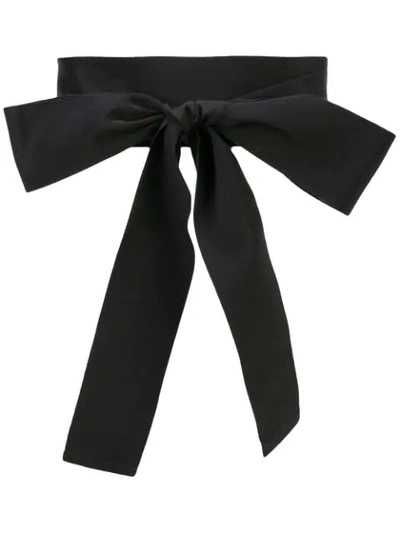 Shop Sara Roka Draped Bow Belt In Black