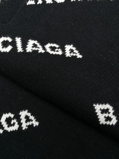 Shop Balenciaga All-over Logo Scarf - Black