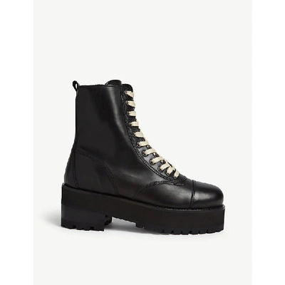 Shop The Kooples Leather Platform Lace-up Boots In Bla01