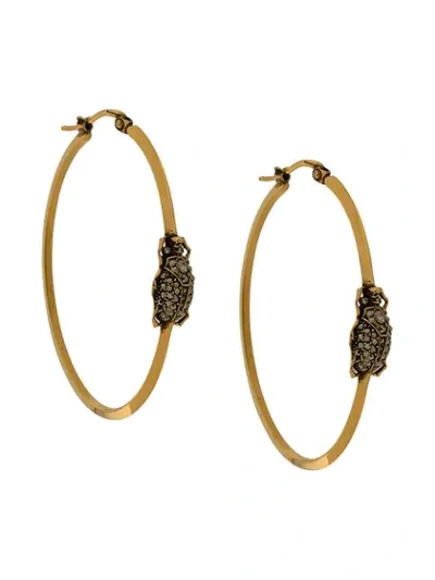 Shop Alexander Mcqueen Skull Beetle Hoop Earrings In Gold