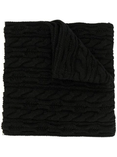 Shop Saint Laurent Oversized Cable Knit Scarf In Black