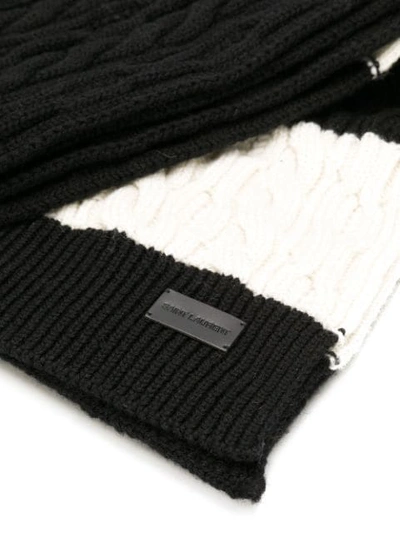 Shop Saint Laurent Oversized Cable Knit Scarf In Black