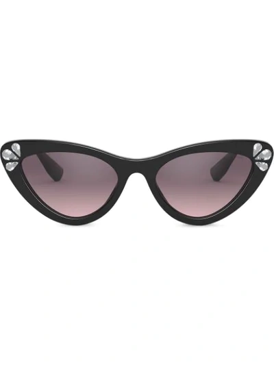 Shop Miu Miu Cat-eye Tinted Sunglasses In Black