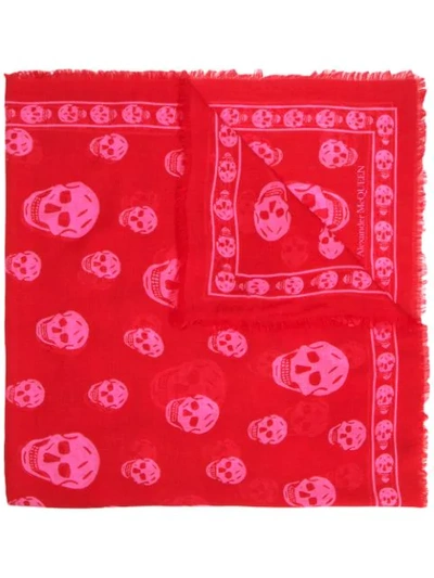 Shop Alexander Mcqueen Skull-print Scarf In 6472 Red