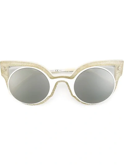 Shop Fendi White 'paradeyes' Sunglasses