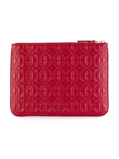 Shop Comme Des Garçons Embossed Zip Wallet In Red