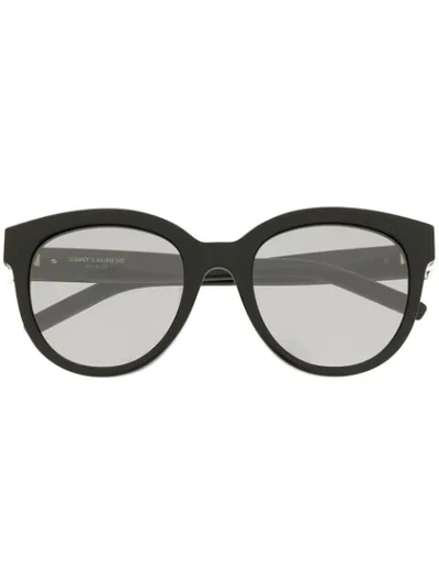 Shop Saint Laurent Round Frames Sunglasses In Black